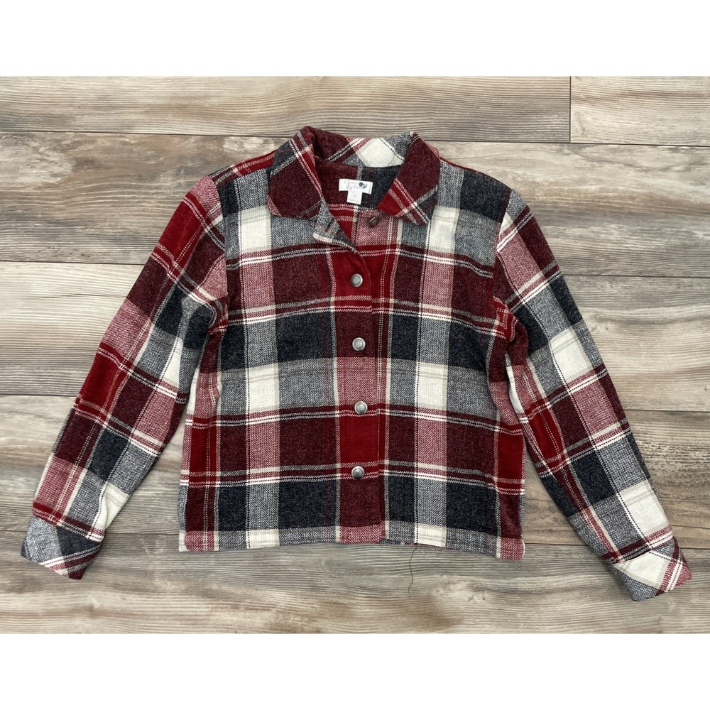 Christopher & Banks Flannel Blazer Womens S Red Plaid Cotton Button Up